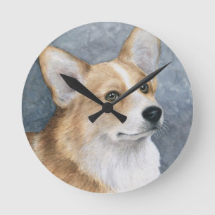 Dog 89 Corgi Round Clock
