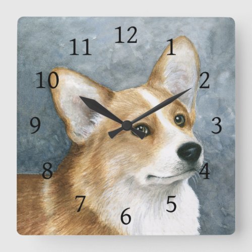 Dog 89 Corgi Square Wall Clock