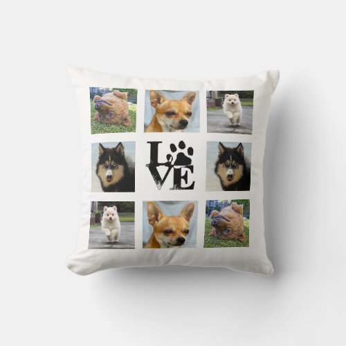 Dog 8 photo instagram collage throw pillow