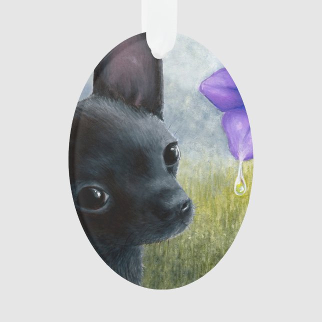 Dog 94 black Chihuahua Ornament (Front)