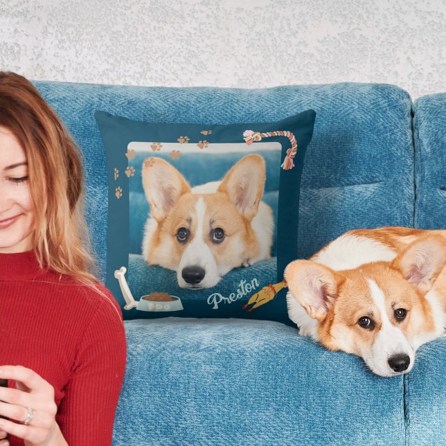 Dog Accessories Photo Frame Throw Pillow (Creator Uploaded)