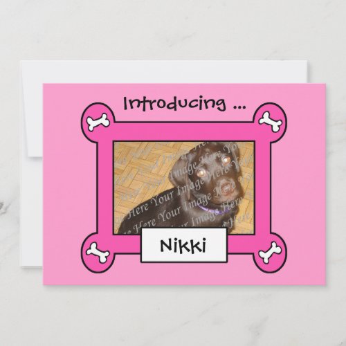 Dog Adoption or Birth Announcements (Pink)