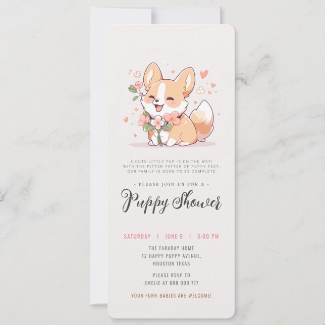dog adoption party corgi puppy shower invitation (Front)