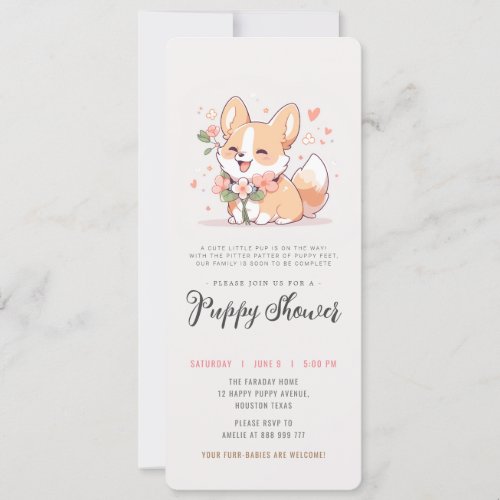 dog adoption party corgi puppy shower invitation