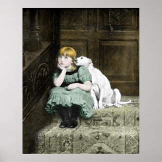 Dog Adoring Girl Poster