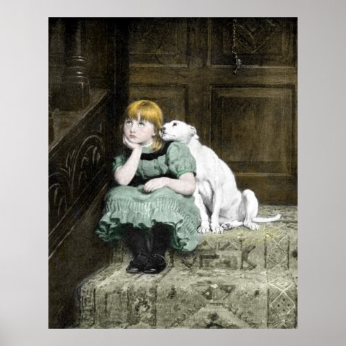 Dog Adoring Girl Poster