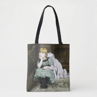 Dog Adoring Girl Tote Bag