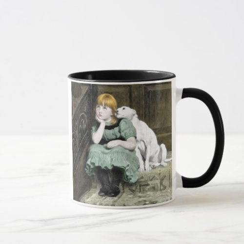 Dog Adoring Girl Victorian Painting Mug