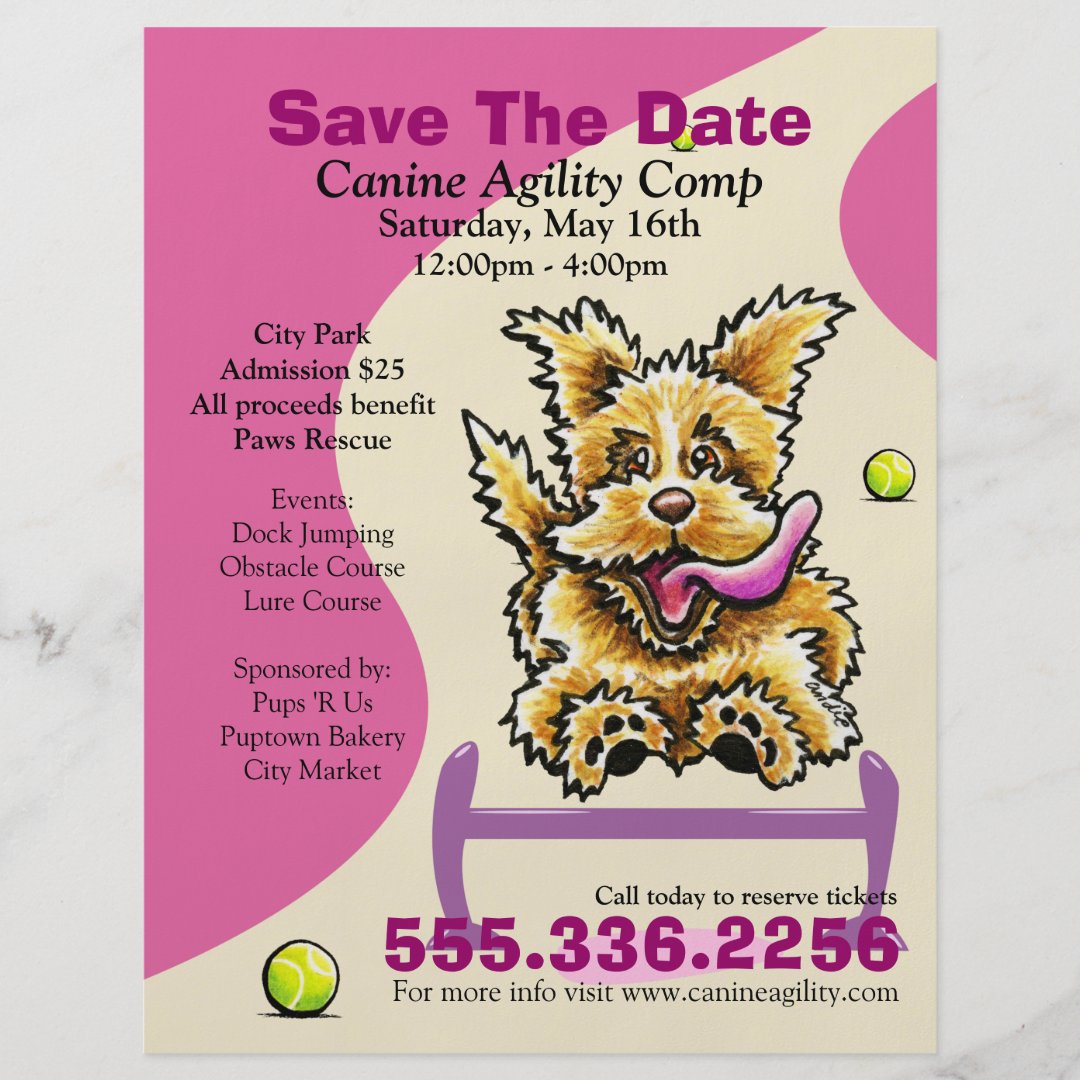 Dog Agility Competition Benefit Event Ad Purple Flyer | Zazzle