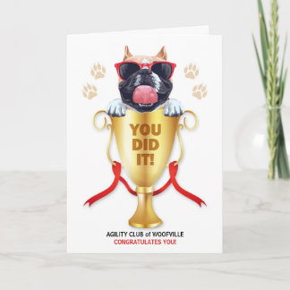 Dog Agility Congratulations Funny Trophy with Name Card