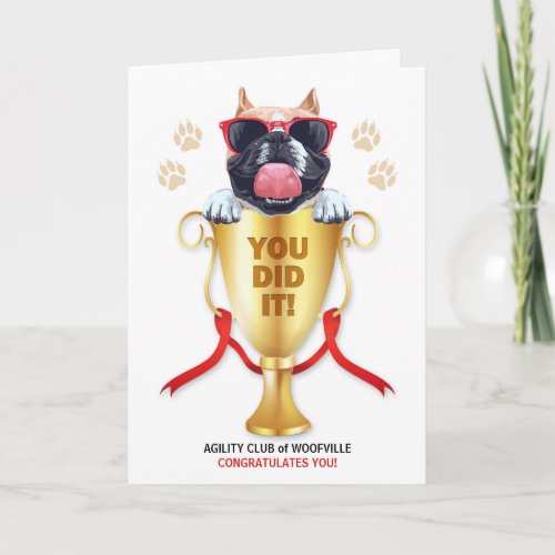 Dog Agility Congratulations Funny Trophy with Name Card