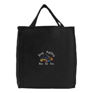 Dog Agility Run for Fun Dark Embroidered Bag