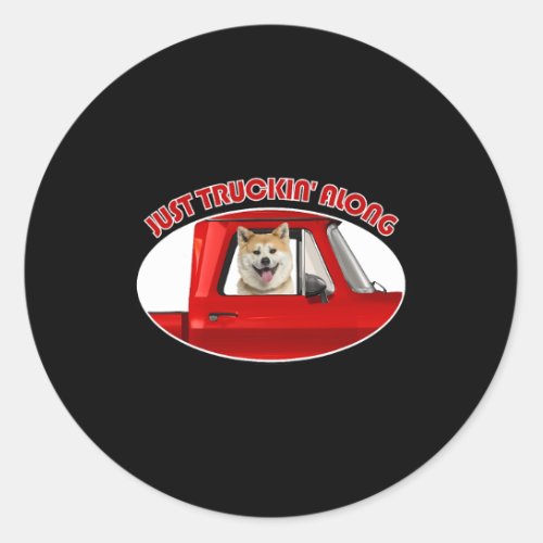 Dog Akita Just Truckin Along Akita Classic Round Sticker