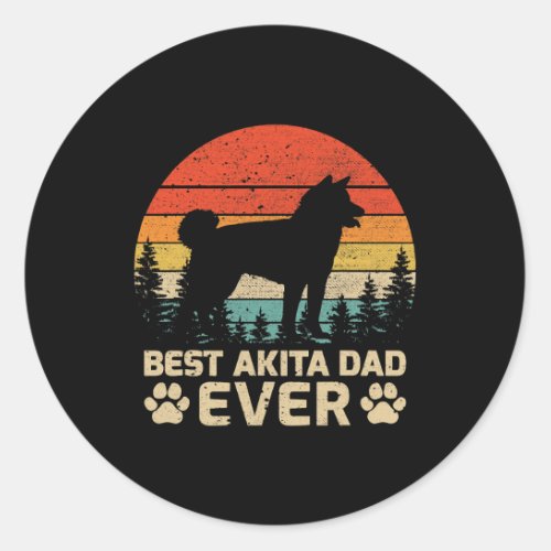 Dog Akita Mens Retro Vintage Best Akita Dad Ever F Classic Round Sticker