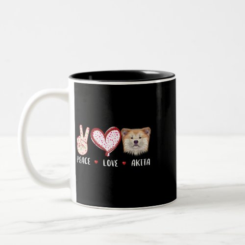 Dog Akita peace love Akita inu gifts for men women Two_Tone Coffee Mug