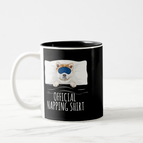Dog Akita Sleeping Akita Dog Official Napping Two_Tone Coffee Mug