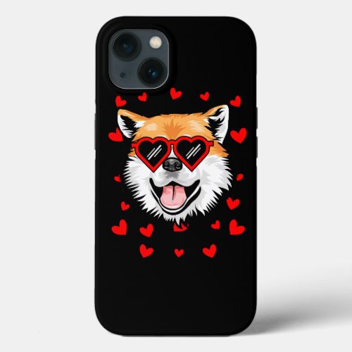 Dog Akita Valentines Day Dog Love Heart Glasses iPhone 13 Case