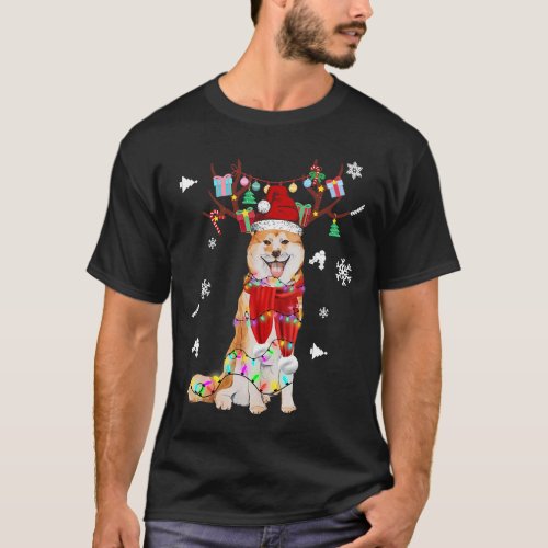 Dog Akita Womens Akita Tree Christmas Lights Xmas T_Shirt