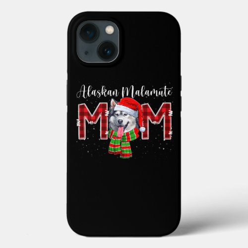 Dog Alaskan Malamute Mom Hat Santa Plaid Dog Mom L iPhone 13 Case