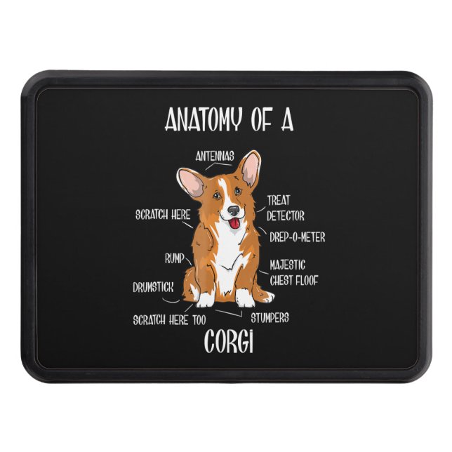 Dog Anatomy , Cute Welsh Corgi Puppy Biology Gift. Hitch Cover (Front)