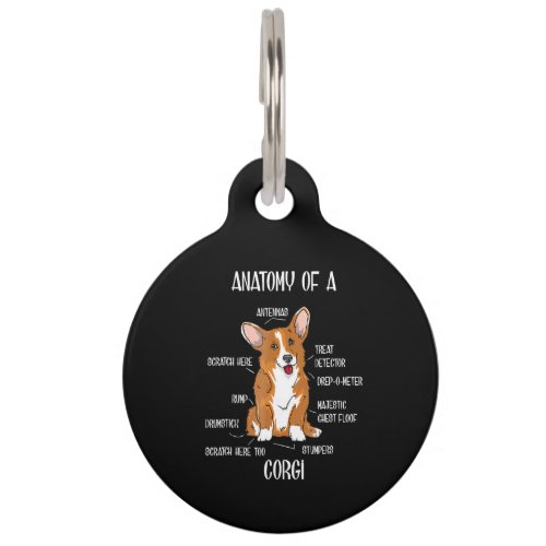 Dog Anatomy  Cute Welsh Corgi Puppy Biology Gift Pet ID Tag