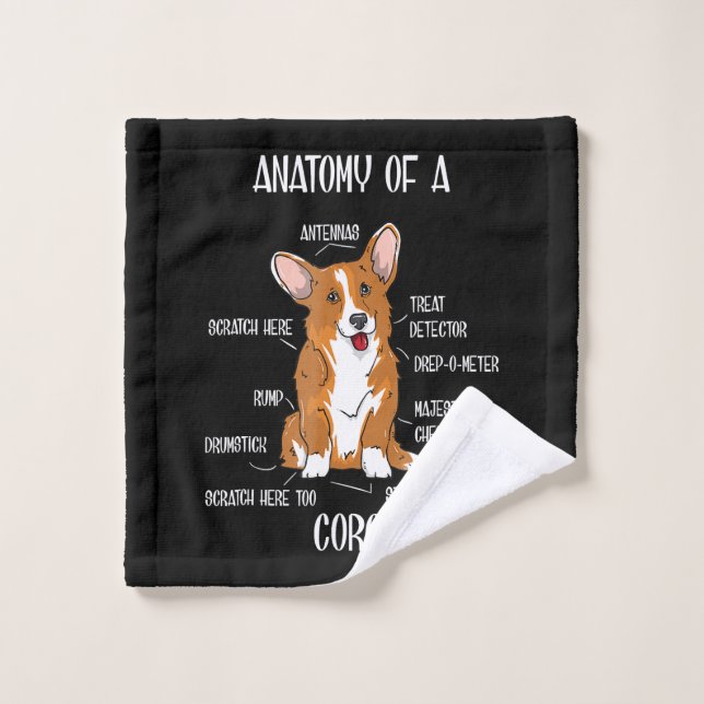 Dog Anatomy , Cute Welsh Corgi Puppy Biology Gift. Wash Cloth (Wash Cloth)