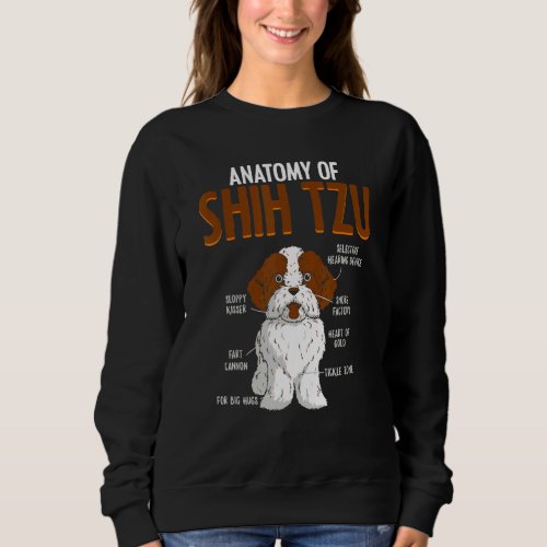 Dog Anatomy  Shih Tzu Breed Canine Sweatshirt