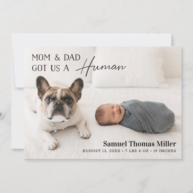 Dog and Baby Birth Announcement (Front)