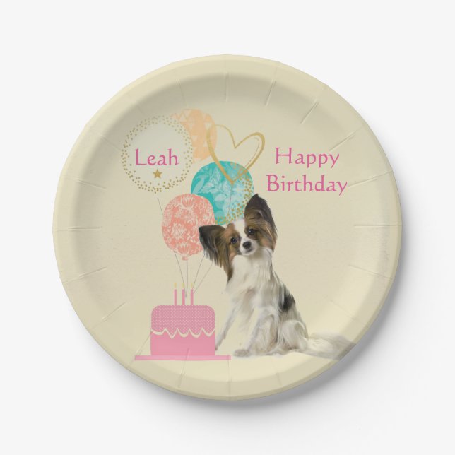Dog and Balloons Birthday Paper Plate for Kids (Front)