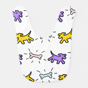 Dog and Bone Graffiti Style Baby Bib 1
