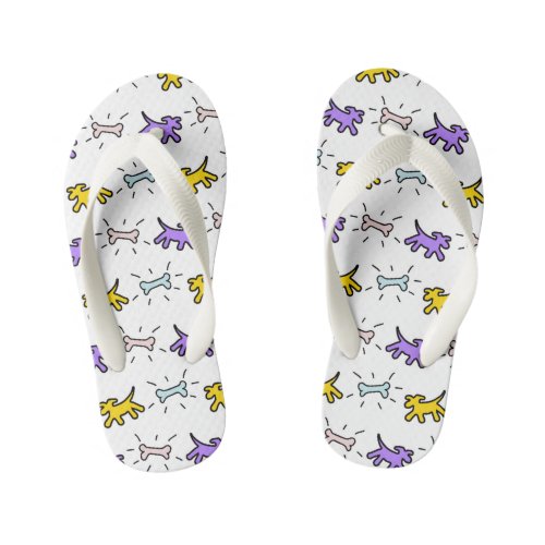 Dog and Bone Graffiti Style Kids Flip Flop 1