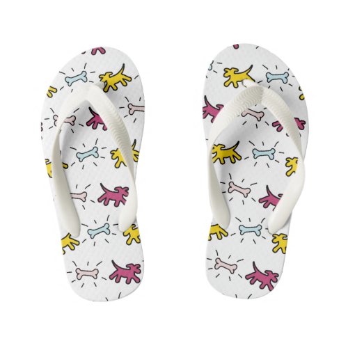 Dog and Bone Graffiti Style Kids Flip Flop 2