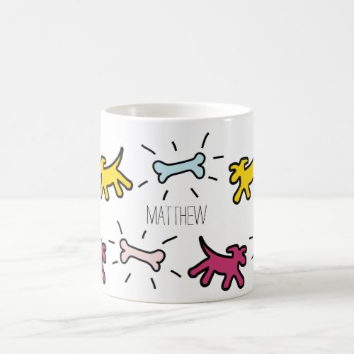 Dog and Bone Graffiti Style Personalized Name Coffee Mug