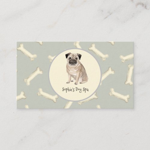 Dog And Bone Print Pattern Dog Grooming Spa Business Card