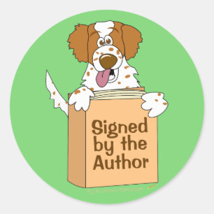 Dog and Book Signed by Author Stickers Childrens