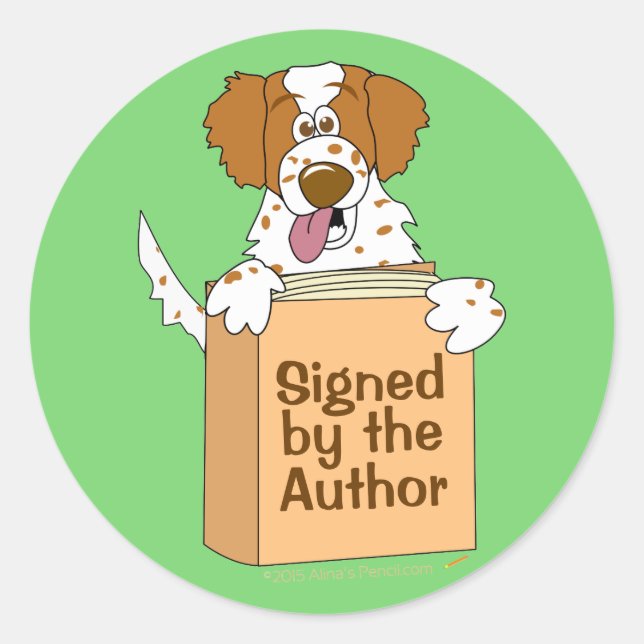 Dog and Book Signed by Author Stickers Childrens (Front)