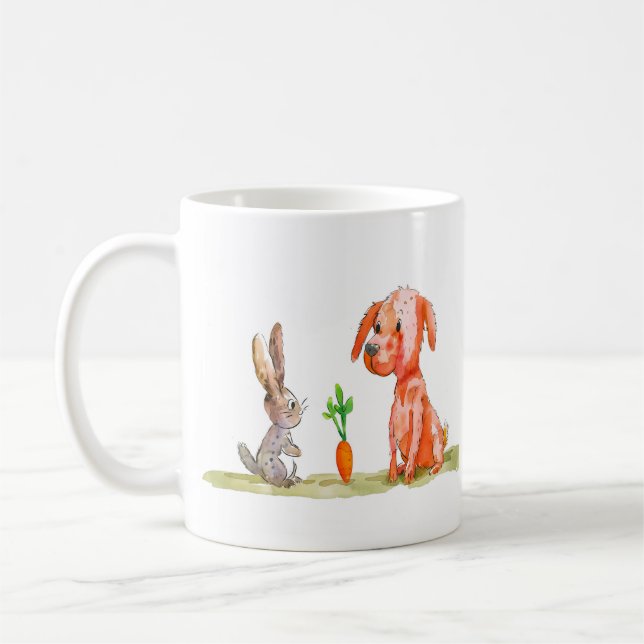 Dog and Bunny Easter Coffee Mug (Left)
