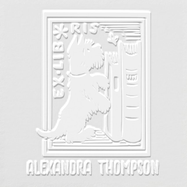 Dog And Butterfly Library Ex Libris Book Name Embosser (Design)