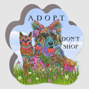 Dog and Cat Adopt Don't Shop Car Magnet