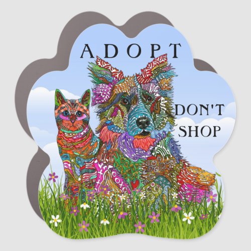 Dog and Cat Adopt Dont Shop Car Magnet