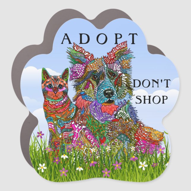 Dog and Cat Adopt Don't Shop Car Magnet (Front)