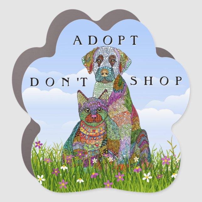 Dog and Cat Adopt Don't Shop Car Magnet (Front)