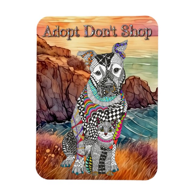 Dog and Cat Adopt Don't Shop Magnet  (Vertical)