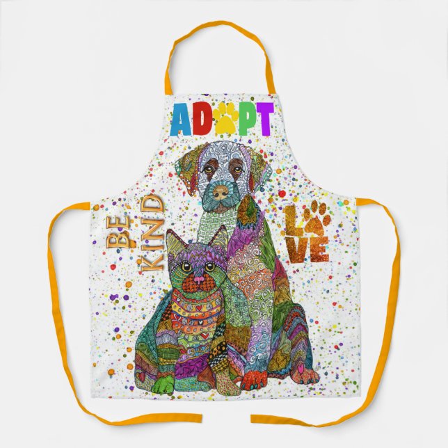 Dog and Cat Adoption and Rescue Be Kind Love Apron (Front)