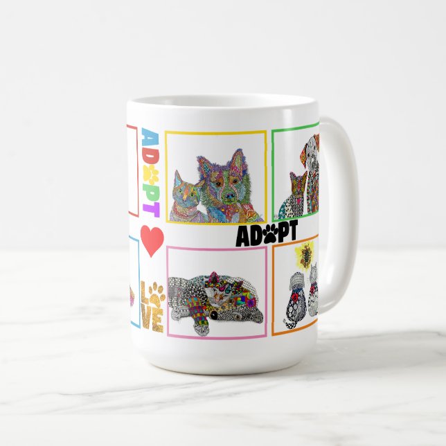 Dog and Cat Adoption and Rescue Be Kind Love Mug (Front Right)