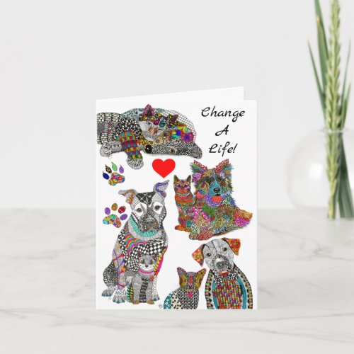 Dog and Cat Adoption and Rescue Greeting Card