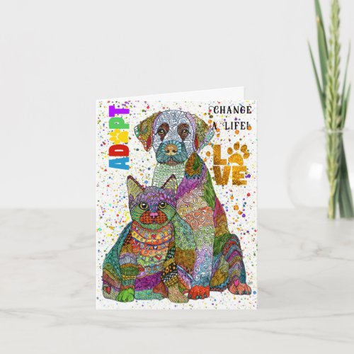 Dog and Cat Adoption and Rescue Greeting Card