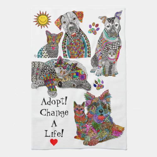 Dog and Cat Adoption and Rescue Kitchen Towel