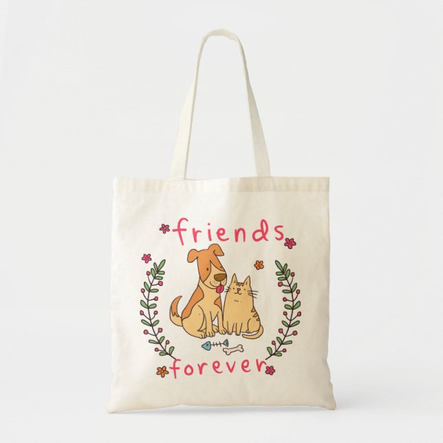 Dog and Cat Best Friend Tote Bag (Front)