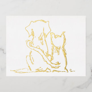 Dog and Cat best friends Foil Holiday Postcard
